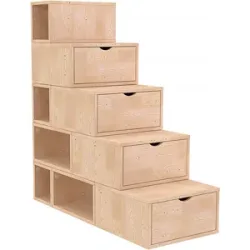 ABC MEUBLES Treppenregal 125 cm - Roh (ohne Lack)