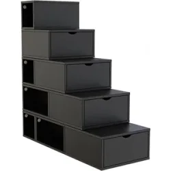 ABC MEUBLES Treppenregal 125 cm - Schwarz