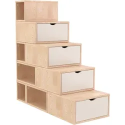 ABC MEUBLES Treppenregal 125 cm - Naturlack/Weiß