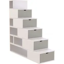ABC MEUBLES Treppenregal 150 cm - Weiß/Mokka