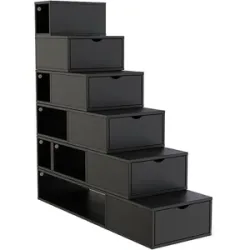 ABC MEUBLES Treppenregal 150 cm - Schwarz