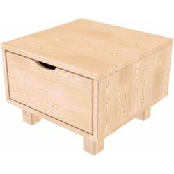 ABC MEUBLES Nachttisch holz Cube + Schublade - Roh (ohne Lack)