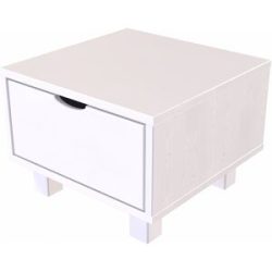 ABC MEUBLES Nachttisch holz Cube + Schublade - Weiß