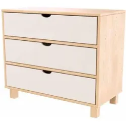 ABC MEUBLES Cube Holzkommode mit 3 Schubladen - Naturlack/Weiß
