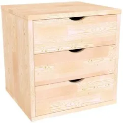 ABC MEUBLES 3-Schubladencontainer - Roh (ohne Lack)