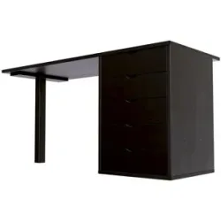 ABC MEUBLES Schreibtisch aus massivholz 5 Schubladen - Schwarz