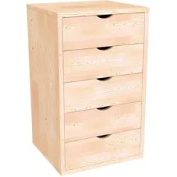 ABC MEUBLES Schubladencontainer mit 5 Schubladen - Roh (ohne Lack)