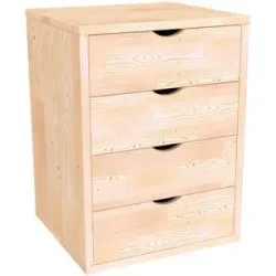 ABC MEUBLES Schubladencontainer mit 4 Schubladen - Roh (ohne Lack)