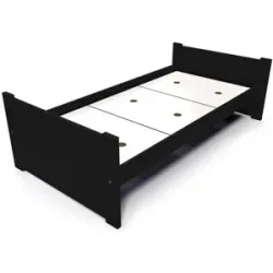 ABC MEUBLES Bett 90x190 1 Platz Holz Buche Solo - Schwarz