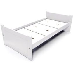 ABC MEUBLES Bett 90x190 1 Platz Holz Buche Solo - Weiß