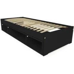 ABC MEUBLES Bett mit Stauraum Maël 90x200 - Schwarz