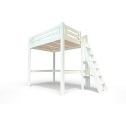 ABC MEUBLES Hochbett 140x200 aus Holz + verstellbare Leiter Alpage - Weiß