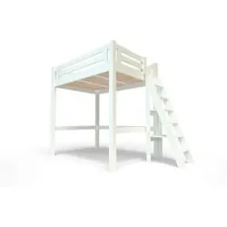 ABC MEUBLES Hochbett 160x200 aus Holz + verstellbare Leiter Alpage - Weiß