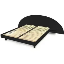 ABC MEUBLES 2 Sitzer Holzbett 140x190 mit Kopfteil und Nachttischen ARC - Schwarz