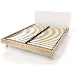 ABC MEUBLES Skandinavisches Bett Viking 140x200 aus Massivholz - Naturlack/Weiß