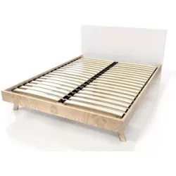 ABC MEUBLES Skandinavisches Bett Viking 160x200 aus Massivholz - Naturlack/Weiß