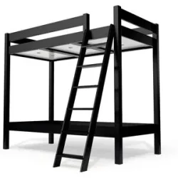 ABC MEUBLES Etagenbett 2 Plätze 90x190 geneigte Skala Holz ABC - Schwarz