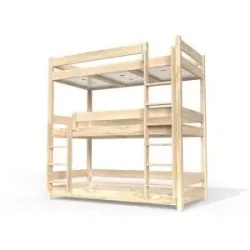 ABC MEUBLES Etagenbett 3 Plätze 90X190 holz ABC - Roh (ohne Lack)
