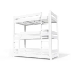 ABC MEUBLES Etagenbett 3 Plätze 90X190 holz ABC - Weiß