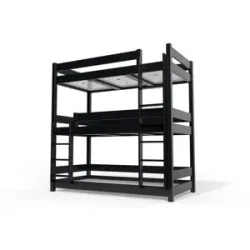 ABC MEUBLES Etagenbett 3 Plätze 90X190 holz ABC - Schwarz
