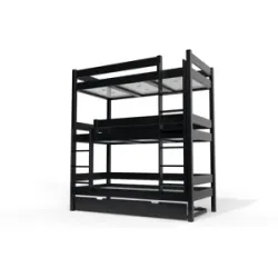 ABC MEUBLES Etagenbett 4 Plätze 90X190 holz ABC - Schwarz