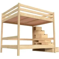 ABC MEUBLES Doppelstockbett Sylvia 160x200 - Roh (ohne Lack)