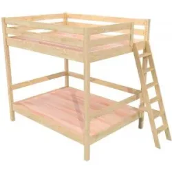 ABC MEUBLES Etagenbett 2-Sitzer 160x200 für Erwachsene Treppe Holz Sylvia - Roh (ohne Lack)