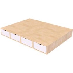 ABC MEUBLES Doppelbett mit stauraum Cube - 140x200 - Naturlack/Weiß