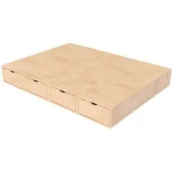 ABC MEUBLES Doppelbett mit stauraum Cube - 140x200 - Roh (ohne Lack)