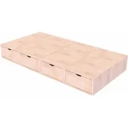 ABC MEUBLES Bett mit Schubladen 90x200 Würfel - Roh (ohne Lack)