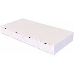 ABC MEUBLES Bett mit Schubladen 90x200 Würfel - Weiß