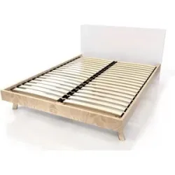 ABC MEUBLES Skandinavisches Bett Viking 140x190 aus Massivholz - Naturlack/Weiß