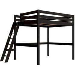 ABC MEUBLES Hochbett aus holz Sylvia 160x200 schräger Leiter - Schwarz