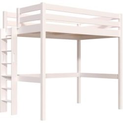 False Hohes bett 1-Personen Sylvia 120x200 mit gerader Leiter - Weiß