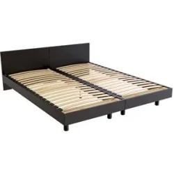 ABC MEUBLES Twinbetten Massivholz mit Kopfteil - 80x190 - Schwarz