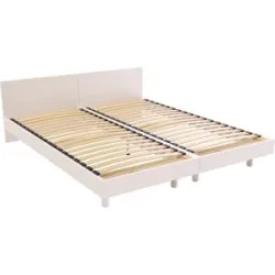 ABC MEUBLES Twinbetten Massivholz mit Kopfteil Twin - 80x200 - Weiß