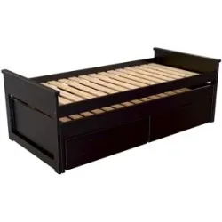ABC MEUBLES Ausziehbares bett 90x200 Maxi aux Massivholz mit Schubladen - Schwarz