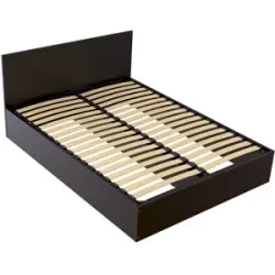 ABC MEUBLES Bettkasten 2 Sitzer aus Massivholz mit Kopfteil - 140x190 - Schwarz