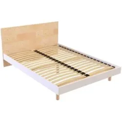 ABC MEUBLES, ABC MEUBLES Skandinavisches Bett Viking 140x190 aus Massivholz - Naturlack/Weiß