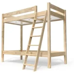 ABC MEUBLES, ABC MEUBLES Etagenbett 2 Plätze 80x190 geneigte Skala Holz ABC - Roh (ohne Lack)