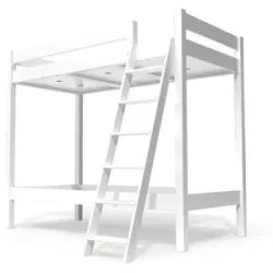 ABC MEUBLES, ABC MEUBLES Etagenbett 2 Plätze 80x190 geneigte Skala Holz ABC - Weiß