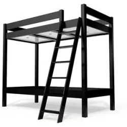 ABC MEUBLES, ABC MEUBLES Etagenbett 2 Plätze 80x200 geneigte Skala Holz ABC - Schwarz