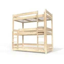 ABC MEUBLES Etagenbett 3 Plätze 80X190 holz ABC - Roh (ohne Lack)