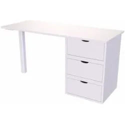 ABC MEUBLES Schreibtisch aus massivholz 3 Schubladen Würfel - Weiß