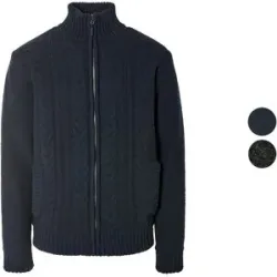 LIVERGY® Herren Grobstrickjacke, mit Zopfstrickmuster