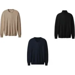 ESMARA MEN Herren Premium Pullover Kaschmir-Seide-Merinowolle-Mix