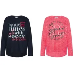 SOCCX Damen Flauschpullover mit Glitterdruck