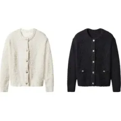 ESMARA® Damen Plüsch-Cardigan
