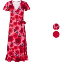 ESMARA® Damen Wickelkleid mit verspielten Volants