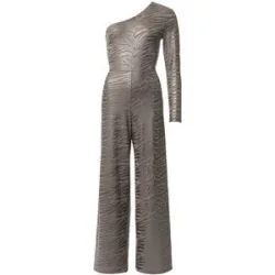 ESMARA® Damen Oneshoulder-Jumpsuit mit Metallic-Animal-Schimmereffekt